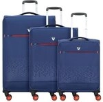 Roncato Crosslite 4 Rollen Kofferset 3-teilig mit Dehnfalte blau 414870-03