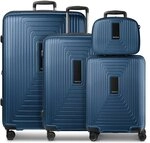Redolz Essentials 14 4-Rollen Kofferset + Beautycase 4 tlg. mit Dehnfalte blau