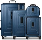 Redolz Essentials14 4-Rollen Kofferset Beautycase 4tlg mit Dehnfalte Laptopfach blau
