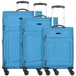 d & n d&n Travel Line 9204 4 Rollen Kofferset 3-teilig mit Dehnfalte blau...