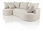 Sofa Tirano mit Ottomane & Dekokissen - Creme