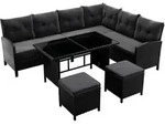 Rattan Lounge Manacor - Schwarz, Grau