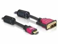 Delock 84343, Delock 84343 - HDMI zu DVI 24+1 Kabel bidirektional 3 m, schwarz / rot