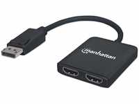 Manhattan 152716, Manhattan DisplayPort 1.2 to 2-Port HDMI Splitter Hub with MST,