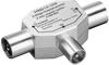 goobay Antennenverteiler / T-Adapter, 2x IEC/Koax-Buchse - IEC/Koax-Stecker,