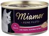 6 x100g Feine Filets, Heller Thunfisch & Reis in Jelly Miamor Katzenfutter nass