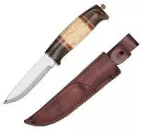 Helle Outdoormesser Modell 99 Harding Palisander Birkenholz Lederscheide