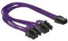 Delock Strom Adapter PCIe PCI Express 6 pol auf 2x 8pol PCIe 30cm violett Textil