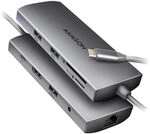 AXAGON HMC-8HLSA USB-C 3.2 Gen 1 hub, 3x USB-A + 4K/30Hz HDMI + SD/microSD, GLAN,
