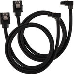 Corsair Premium Sleeved SATA-Kabel gewinkelt, schwarz 60cm - 2er Pack ZUAD-1056