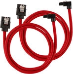 Corsair Premium Sleeved SATA-Kabel gewinkelt, rot 60cm - 2er Pack ZUAD-1058