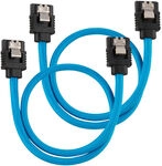 Corsair Premium Sleeved SATA-Kabel, blau 30cm - 2er Pack ZUAD-1047