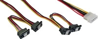 InLine 29672B, InLine SATA Strom Y-Kabel - 4pol auf 4x 15pol SATA gewinkelt - 0,40m +
