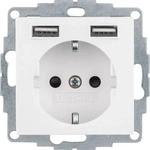 Berker 48036089, Berker Steckdose SCHUKO USB polarwei&szlig; samt