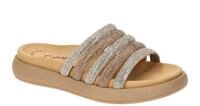 Gabor 83.752.82 Damen Pantoletten gold kombi - Bequeme Schuhe mit Gummisohle