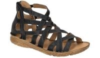 Josef Seibel Damen Sandalette IVY 06 Schwarz Riemchen Wedge Absatz Echtleder
