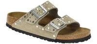 Birkenstock 1029390 ARIZONA RIVET BORDER Damen Pantoletten grau mit Silber-Ni...