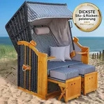 Strandkorb R&Uuml;GEN DELUXE Nadelstreifen anthrazit/wei&szlig;