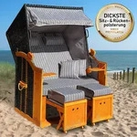 Strandkorb R&Uuml;GEN DELUXE anthrazit/grau gestreift