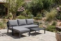 OUTFLEXX 3-Sitzer Sofa, anthrazit matt, Alu/Polyester, 167x75x66 cm, inklusive Hocker