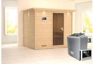 KARIBU Massivholzsauna Sonara, Fichtenholz 40mm, Fronteinstieg, ca. 4,3m&sup2; 59747