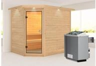 KARIBU Massivholzsauna Tanami, Fichtenholz 40mm, Eckeinstieg, ca. 2m&sup2; 46935