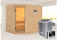 KARIBU Massivholzsauna Tanami, Fichtenholz 40mm, Eckeinstieg, ca. 2m&sup2; 59749