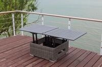 OUTFLEXX Loungetisch h&ouml;henverstellbar, grau, Polyrattan, 78/157 x 78 x 40/63 cm