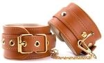 Dream Toys Elite Hand Cuffs Cognac Vegan Leather