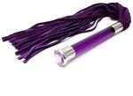 Rimba Suede Flogger mit Griff aus Glas Lila Silber 58 cm