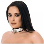 Rimba Leder Halsband mit Vorh&auml;ngeschloss Silber Schwarz