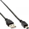 InLine USB 2.0 Mini-Kabel, USB A ST an Mini-B ST (5pol.), schwarz, 5m