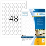 HERMA 10915, HERMA Etiketten A4 &Oslash; 30 mm rund wei&szlig; extrem stark haftend Papier matt