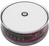 MEDIARANGE MR202, MEDIARANGE Inkjet Fullsurface-Printable - 25 x CD-R - 700 MB (80