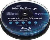 MEDIARANGE MR499, MEDIARANGE 10 x BD-R - 25 GB 6x - Spindel