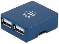 Manhattan 160605, Manhattan USB-A 4-Port Micro Hub, 4x USB-A Ports, Blue, 480 Mbps