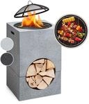 blumfeldt Monolith Feuerschale mit Grill MGO & Stahlschale inkl. Funkenschutz