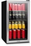 Klarstein Beersafe 4XL K&uuml;hlschrank 124 Liter 4 B&ouml;den Panoramaglast&uuml;r Edelstahl