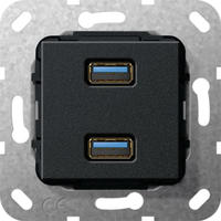 Gira USB 3.0 A 2f Kpl. Einsatz Schwarz m [568410], 5684 10