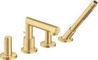 AXOR 45444250, AXOR Uno 4-Loch Wannenrandarmatur mit Zerogriffen Brushed Gold Optic,
