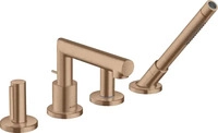 AXOR 45444310, AXOR Uno 4-Loch Wannenrandarmatur mit Zerogriffen Brushed Red Gold,