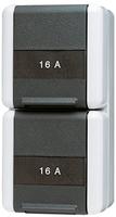 Jung SCHUKO&reg;-Zweifach-Steckdose, verdrahtet, 16 A 250 V ~, mit Schriftfeld,