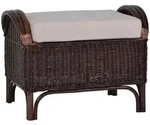 Rattan Hocker 'Panama' dunkelbraun 100% Baumwolle, Massivholz, Rattan Mango