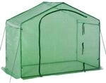 Outsunny Foliengew&auml;chshaus Fr&uuml;hbeet mit Fenster und T&uuml;r Gr&uuml;n Stahl PVC-Kunststoff