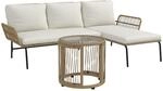 3-tlg. Rattan Gartenm&ouml;bel-Set, Gartenset mit Liegestuhl, Couchtisch, Zweisitzer