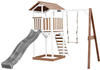 AXI Beach Tower Spielturm mit Einzelschaukel Braun/weiß - Graue Rutsche