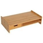 Monitorst&auml;nder Schreibtisch-Organizer Mit Schubladen Natur L49 x B25,5 x H11,5 cm