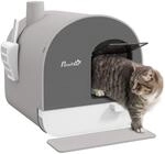 Katzentoilette Katzenklo mit Haube und Deckel Katzenstreu Matte Grau
