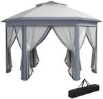 PGartenpavillon Faltpavillon mit Tasche 6 Seitenteile Doppeldach, Grau