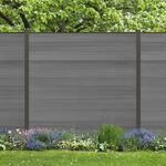 WPC Sichtschutzzaun Roma Line 5 x Zaunfeld grau und 6 x Alu-Pfosten anthrazit zum